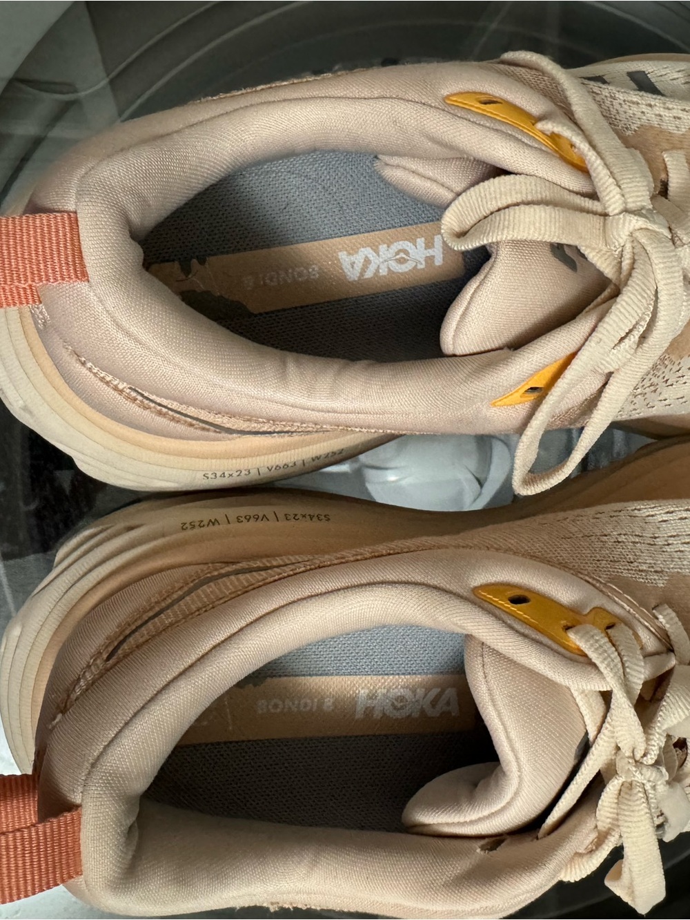 Hoka Beige Peach Running Shoes - Picture 10 of 14